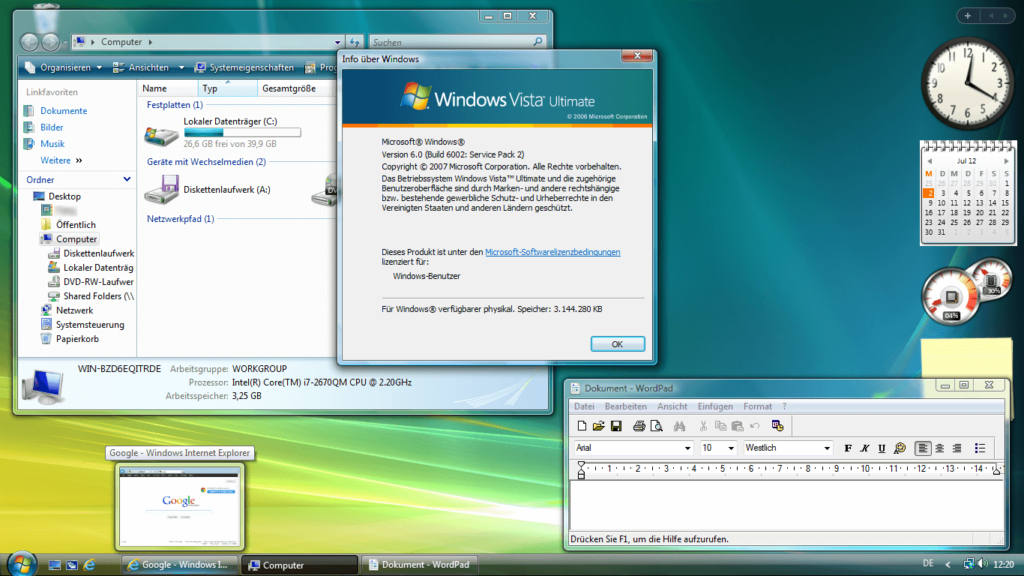 Windows Vista Oberfläche