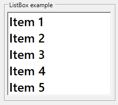 Adding listbox items using a for loop & string interpolation