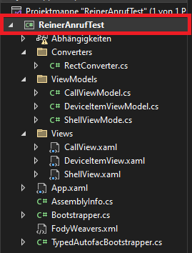 C# Bluetooth Example - Right clicking the project name inside the project folder explorer