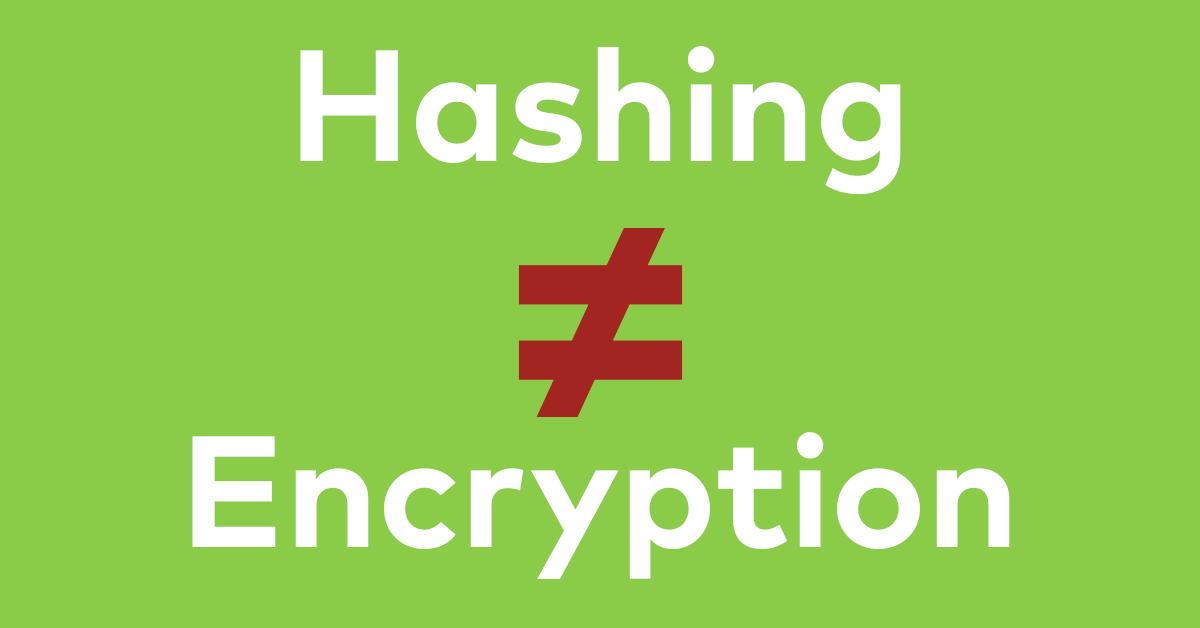 Hashing unequal encryption