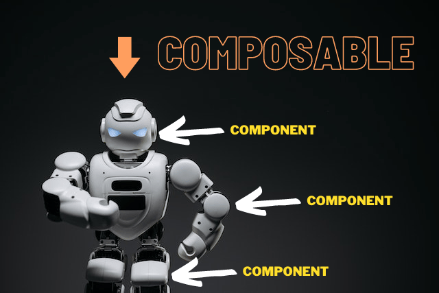 A composed robot out of machine parts being a composable object